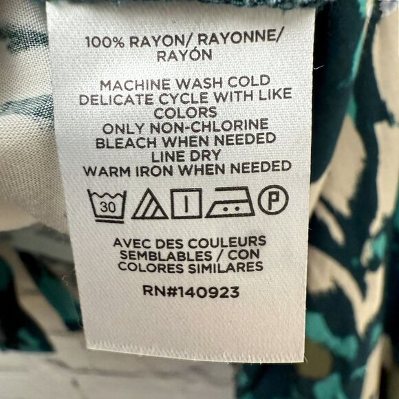 LOFT Blouse Size XL Teal Floral Flowy Womens Top Rayon Long Sleeve NWT - Picture 10 of 10